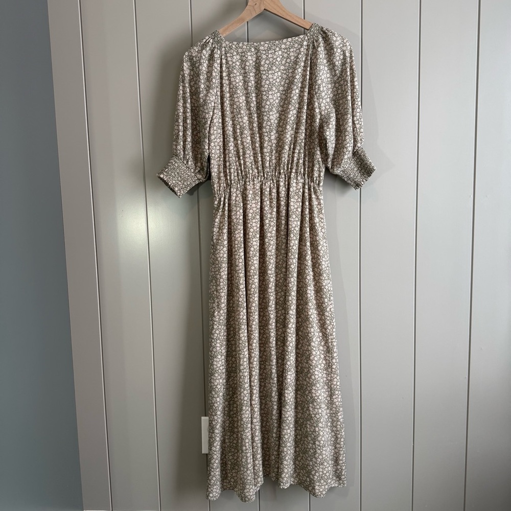 Lulus X Lush Times With You Sage Green Floral Print Puff Sleeve Midi Dress Large - Picture 6 of 15
